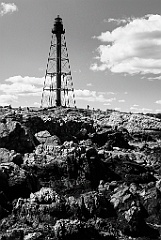 Marblehead Light On Rocky Hilltop in Massachusetts -BW